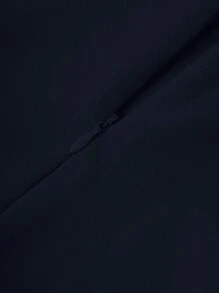 Franclia 1 件女式纯色系带扭腰优雅 A 字裙 - 寶藍色 - 查看 7