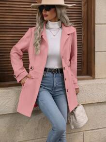EMERY ROSE 1pc Women Casual Minimalist Single-Breasted Coat, Suitable For Autumn