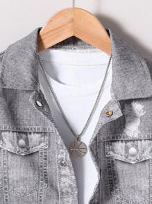 SHEIN 2pcs Young Boy Jacket And Straight Leg Jeans Set, Suitable For 4-7 Years Old, Casual Outfit For School, Party And Other Occasions In Autumn And Winter - Multicolor - View 8