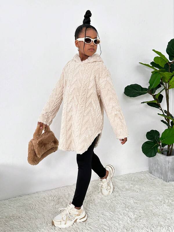 SHEIN Tween Mädchen NOVA Marke Mode Casual doppelseitige Fleece Hoodie Pullover Top und Leggings Hose Set