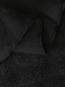 EMERY ROSE 女式不对称下摆无袖休闲大领夹克，纹理双面羊毛面料 - 黑色 - 查看 7