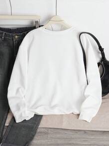 INAWLY Sudadera casual de mujer con cuello redondo y manga larga con estampado de letras, para uso diario, tops de manga larga, graduación, maestro, regreso a la escuela, otoño - Blanco - Ver 2