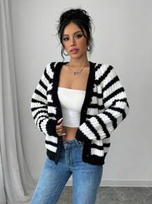 Chiquease 法式时尚宽松条纹开衫长袖高端秋冬