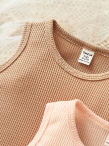 SHEIN Baby Boy 3pcs Waffle Knit Bodysuit - Multicolor - View 3