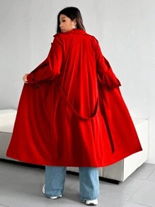 Vionelle Plus Size Fashionable Solid Color Loose Wind Jacket For New Year Clothes - Red - View 2