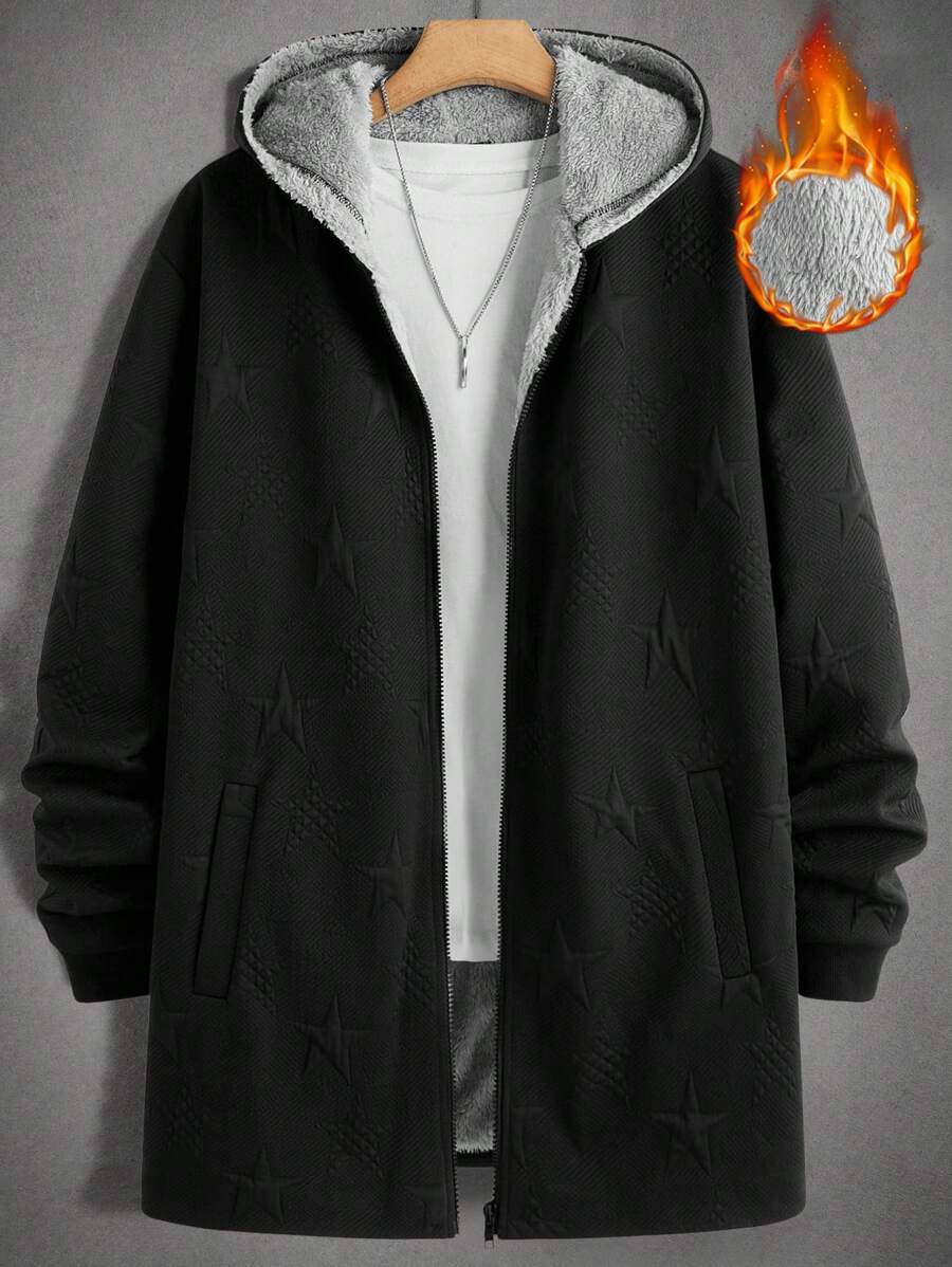 Manfinity VCAY Men's Knit Slim Fit Casual Thermal Lined Zip Up Jacket Suitable For Autumn & Winter