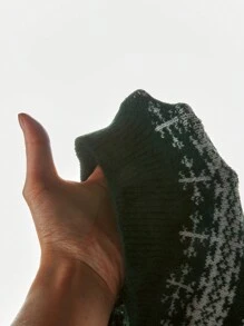 Manfinity VCAY 男士针织时尚日常休闲宽松圣诞图案毛衣背心，适合秋冬 - 墨綠色 - 查看 6