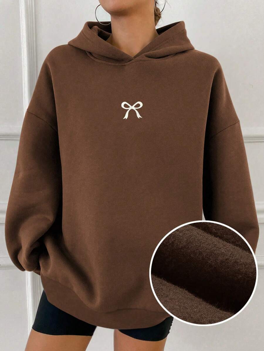 DAZY Hooded Casual Fleece Solid Color Loose Fit Unisex Sweatshirt, Fall Women Clothes, Thermal Lined