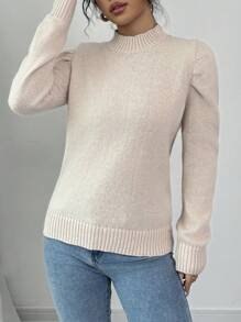 SHEIN Unity 女士休闲镂空露背系带针织毛衣，适合秋冬季节穿着 - 駝色 - 查看 4