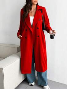 Vionelle Plus Size Fashionable Solid Color Loose Wind Jacket For New Year Clothes - Red - View 3