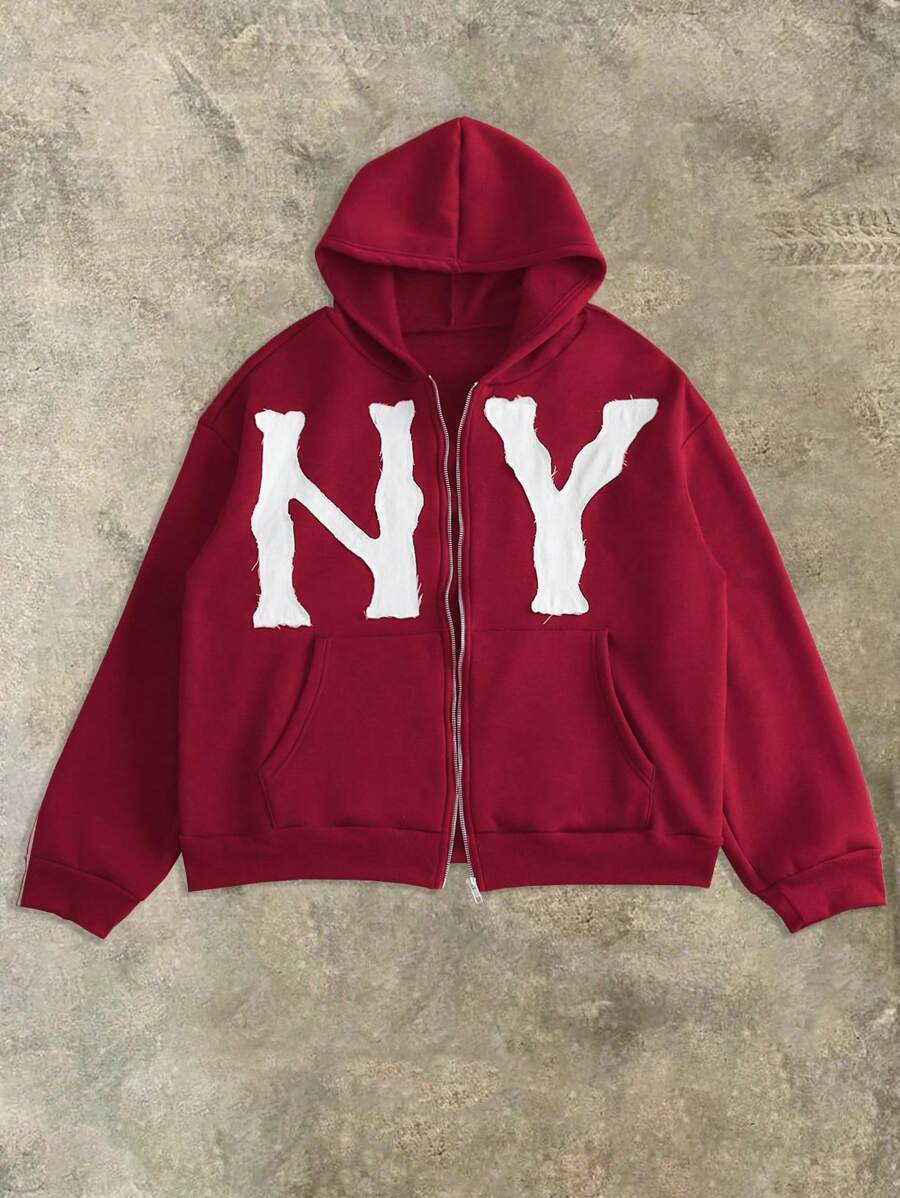 Manfinity Dauomo 男士针织派对休闲墨西哥刺绣运动拉链连帽衫，长袖上衣