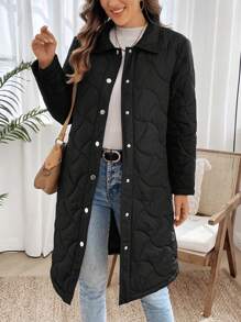 EMERY ROSE Long Warm Zip-Up Style Women Coats Winter - Black - View 6