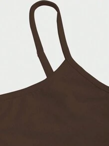 Sweetra 1 件女式吊带背心，修身版型，适合分层穿着或外套 Y2K - 卡其色 - 查看 5