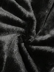 Slaydiva Áo khoác dài tay giả lông thú cao cấp, thiết kế tinh tế, họa tiết chữ cái, kiểu dáng đơn giản, thoải mái dành cho nữ, thích hợp cho Ngày Valentine hoặc Tiệc năm mới. - màu đen - Xem 10