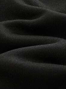 SHEIN 2 件装女婴黑色针织长袖上衣和抽绳腰带图案裤套装，适合秋冬季节 - 彩色 - 查看 8