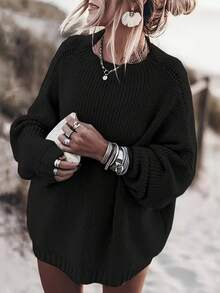 Áo thun trơn màu rộng rãi thoải mái cho nữ Plus - màu đen - Xem 1