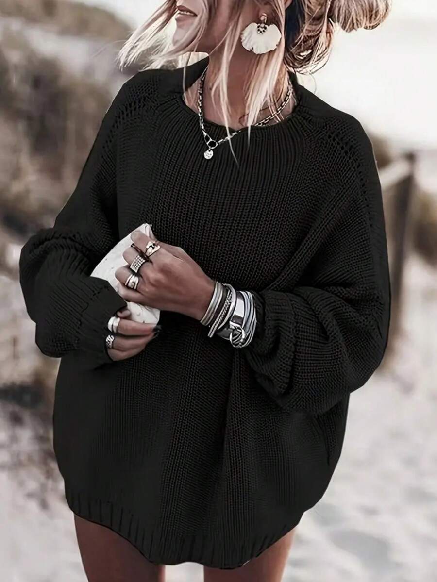 Áo thun trơn màu rộng rãi thoải mái cho nữ Plus - màu đen - Xem 1