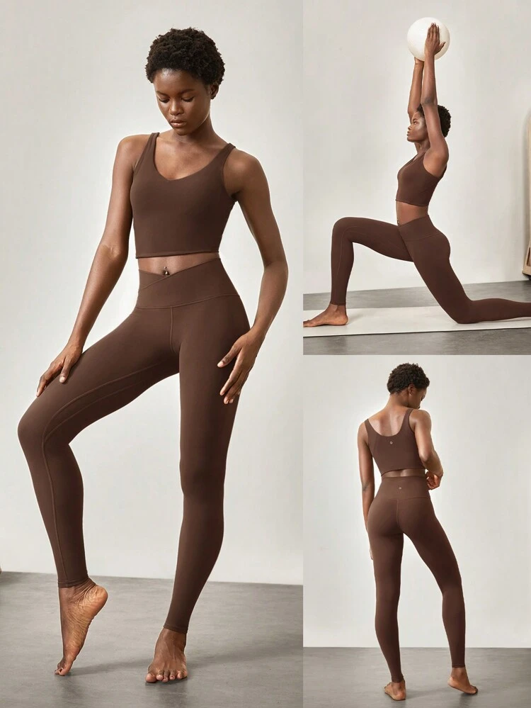 28" FeatherFit™ Crossover Leggings Gym  Spring Summer