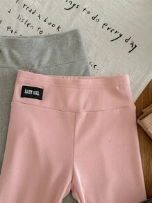 SHEIN LMoss Kids 年轻女孩买 1 送 4 5 件套女孩纯色修身字母印花打底裤，非常适合圣诞节休闲日常穿着和学校穿着，女孩冬装，圣诞服装，派对服装，日常穿着学校日常，生日服装，公主服装，妈妈和女儿和姐妹搭配 - 彩色 - 查看 4