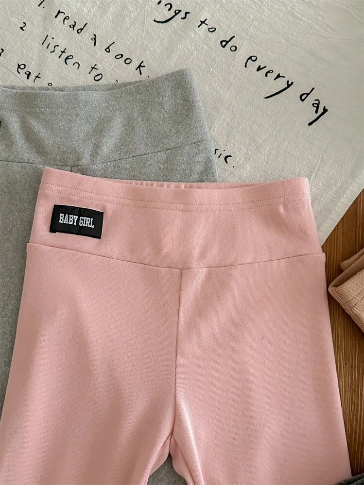 SHEIN Compre 1 y lleve 4 gratis, set de 5 piezas de polainas ajustadas de unicolor con estampado de letras para niñas, ideal para usar de forma casual, diaria y escolar en Navidad, ropa de invierno para niñas, ropa de Navidad, ropa de fiesta, ropa diaria escolar, ropa de cumpleaños, ropa de princesa, a juego para mamá e hija y hermanas - Multicolor - Añade 4