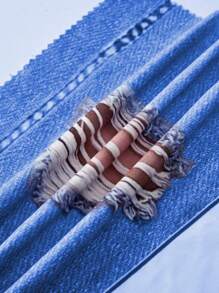 SHEIN 2pcs Young Girl Winter New Fluffy Crew Neck Sweatshirt & Flared Printed Jeans Effect Pants Christmas Holiday Casual Outfit Set