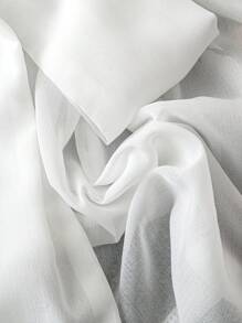 SHEIN Unity 大码优雅花卉印花喇叭袖系带衬衫，秋季 - 白色 - 查看 5