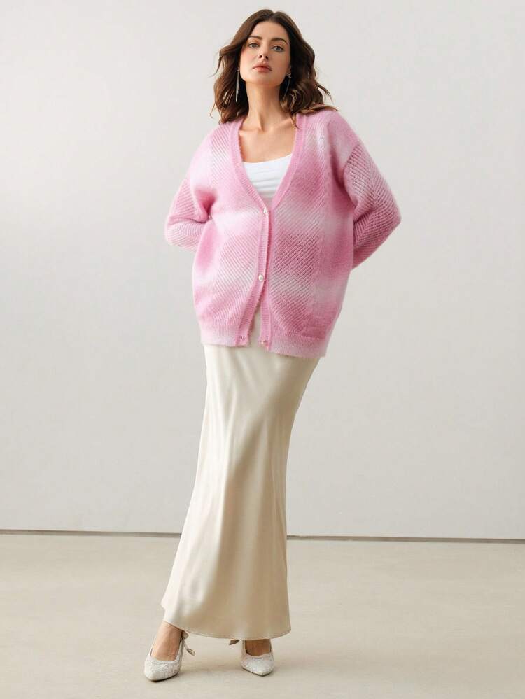 Women's Elegant Tie Dye Christmas Soft Knitted Cardigan Sweater Jacket
