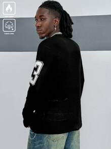 Manfinity EMRG Men's Letter Print Crew Neck Casual Long Sleeve Pullover Sweater