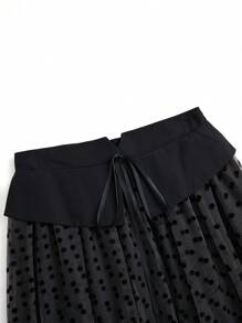 SHEIN Unity Damen Große Größen eleganter hochgeschnittener A-Linien Rock mit Tüll-Punktmuster