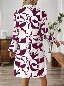 EMERY ROSE Women Geometric Pattern Casual Long Sleeve Dress