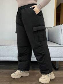 Flirla Pantalones con plumón para servicios, versátiles y a prueba de viento para actividades al aire libre en invierno
