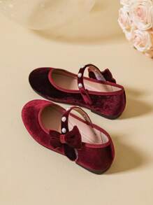 Fashionabla flickor med pärlor, platta skor, lämpliga för höst/vinter - Bourgogne - Visa 2