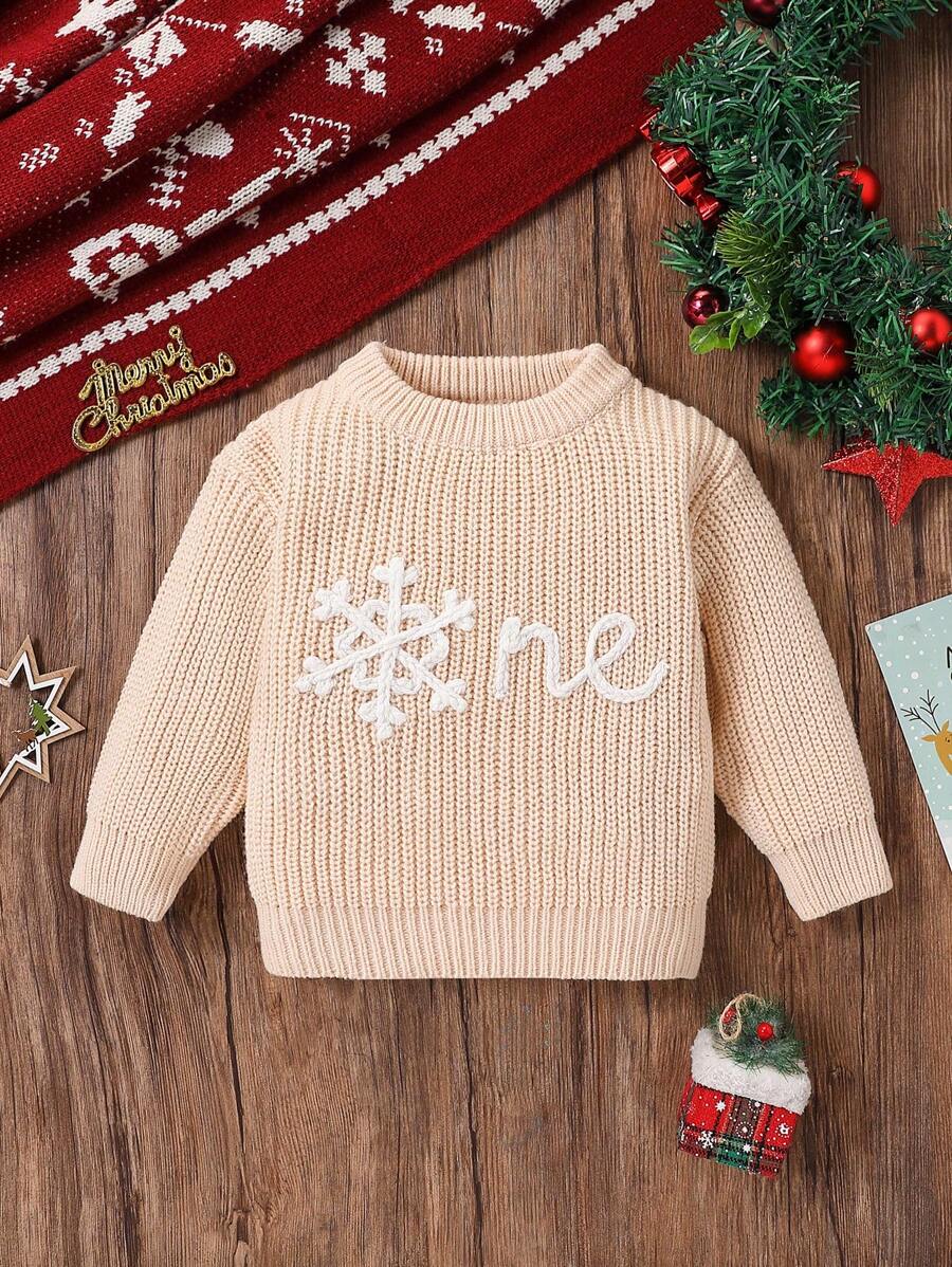 Áo len chui đầu in hình bộ xương bí ngô cho bé trai, đồ dệt kim ngày lễ mùa thu/đông, dễ thương và ấm áp cho hàng ngày, ở nhà, kỳ nghỉ và lễ kỷ niệm - Màu be - Xem 1