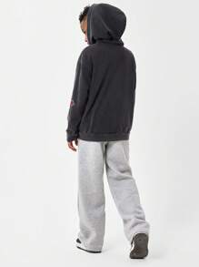 SHEIN Teenage Boys' Graphic Hooded Zip-Up Sweatshirt