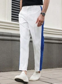 Manfinity Homme Plus Size Men's Pocket Contrast Color Tapered Casual Pants