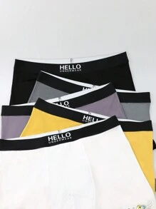 5pcs Men Comfortable Soft Letter Graphic & Cartoon Printed Boxer Briefs - Multicolor - View 5