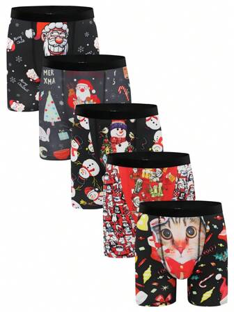 Snug Zone 5st/set herr julfirande långa boxershorts underkläder