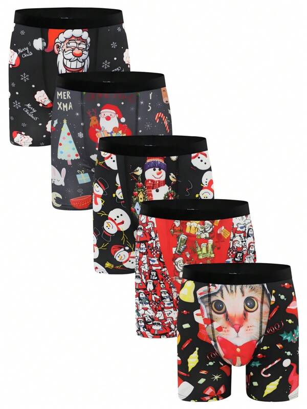 Happy Jammies 5 bucăți/Set Lenjerie de corp pentru bărbați de sărbătoare de Crăciun