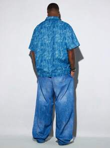 Manfinity VCAY Men's Plus Size Streetwear Woven Shirt And Pants Set - Multicolor - View 2