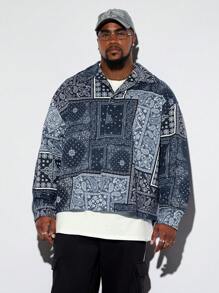 Manfinity VCAY 大码男式宽松宽版佩斯利花卉印花长袖衬衫 - 彩色 - 查看 1