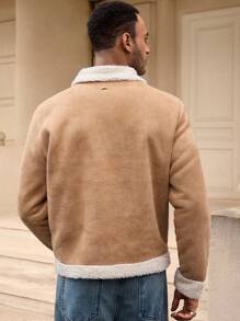Manfinity VCAY Men's Casual Loose Fit Long Sleeve Open Front Jacket, Fashion Young Style Everyday Wear