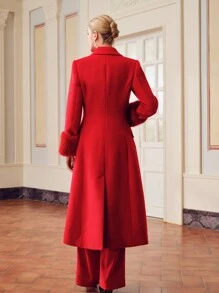 ZEYLAH WOOL PEAK COLLAR FUZZY CUFF LONGLINE OVERCOAT