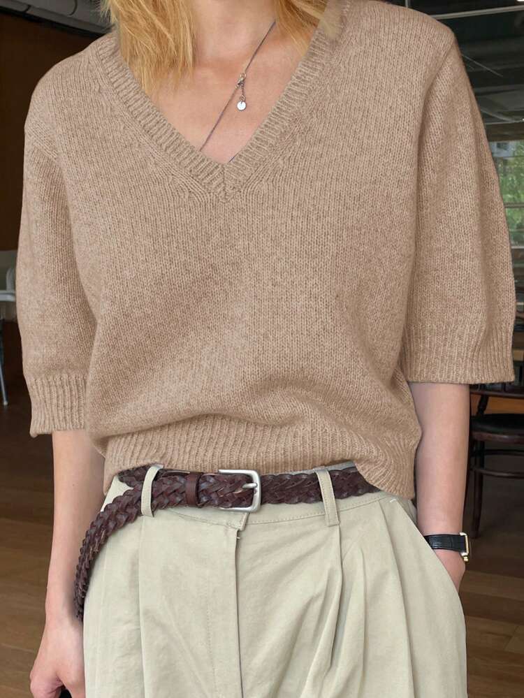 Women's Business Casual V-Neck Style Sweater, For Commuting,Back To School Clothes,Teacher Outfits Fall