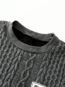 SHEIN Tween Boy Basic Casual Textured Half-Turtleneck Sweatshirt