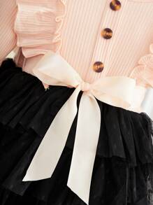 Baby Girl Ruffle Trim Mesh Hem Dress
