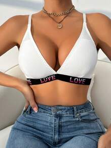 Wedaily 2pcs Women Casual & Comfortable Bra Set, Affordable, Letters Print, Everyday Wear - Multicolor - View 5