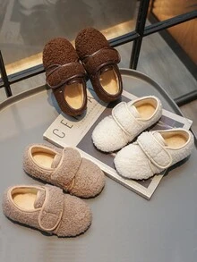Scarpe basse imbottite in peluche per bambini e bambine, con fodera calda, stile college di moda, casual da esterno, adatte per autunno/inverno