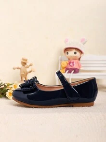 Giày bệt trang trí nơ cho bé gái, mùa thu/đông - Màu xanh lam - Xem 3
