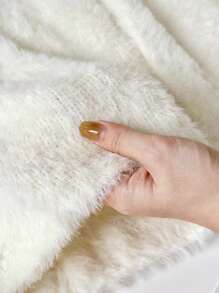 Chiquease 两件套女士毛绒套头毛衣配围巾，针织套头衫秋冬款 - 白色 - 查看 3