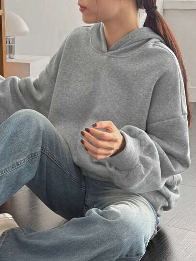 DAZY Hooded Casual Thermal Lined Solid Color Loose Sweatshirt,Fall Clothes Hoodies
